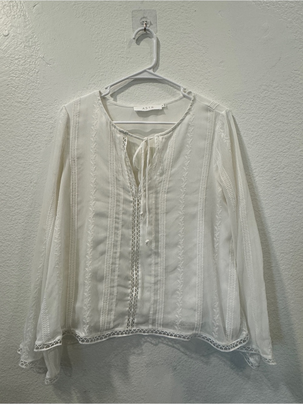 Astr Ivory Lace-Trim Boho Tunic
